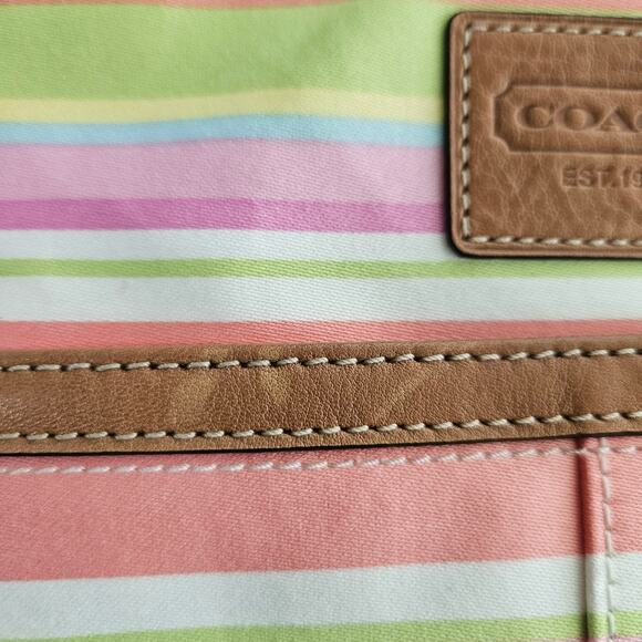 NWT Coach Beach Crossbody Multicolor Stripe Fabric Leather Trim F42622 - Picture 2 of 8